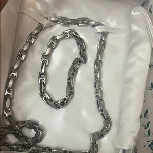 Silver Chain Necklace and Bracelet Set